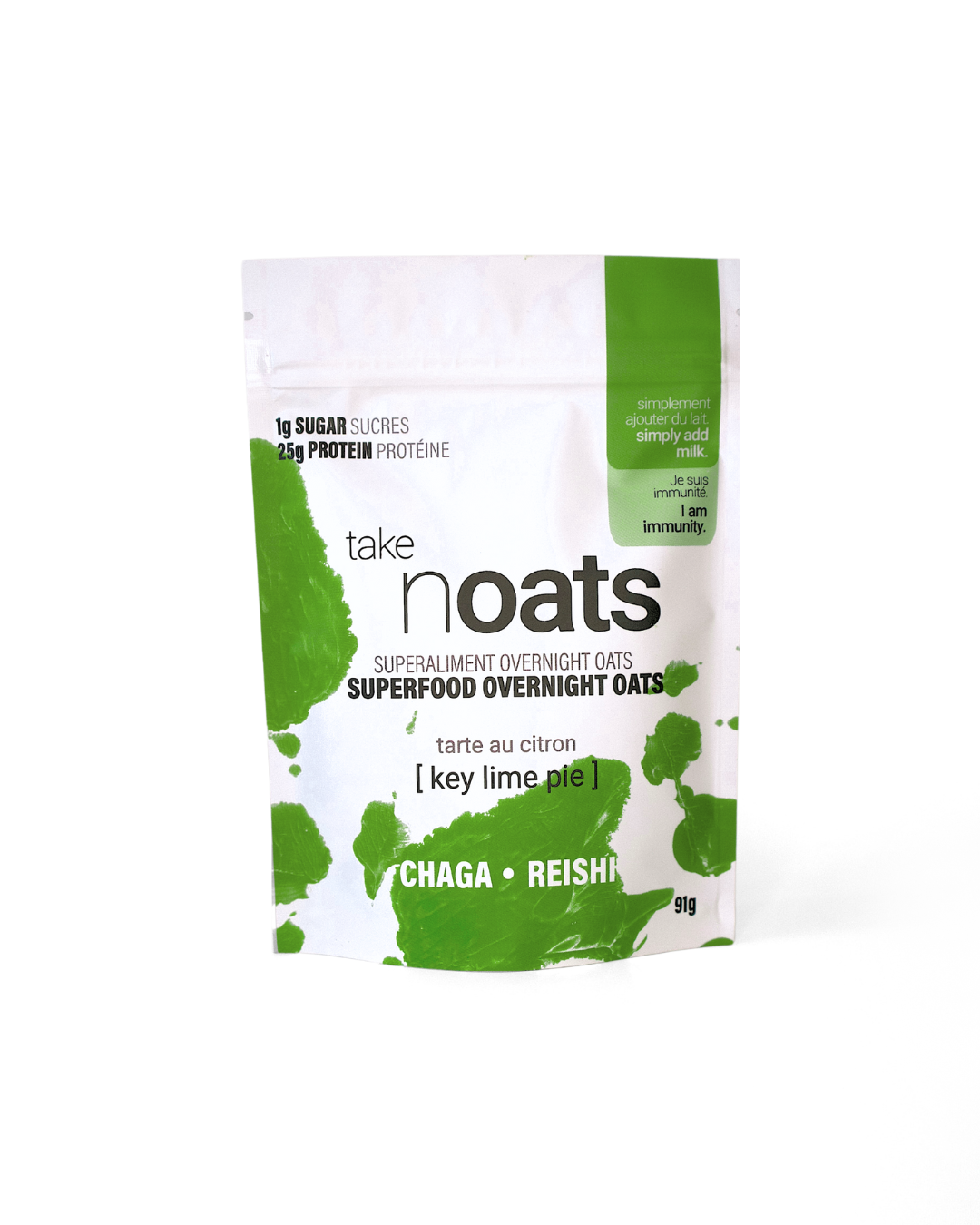 Key Lime Pie Overnight Oats pouch front-facing on white background.