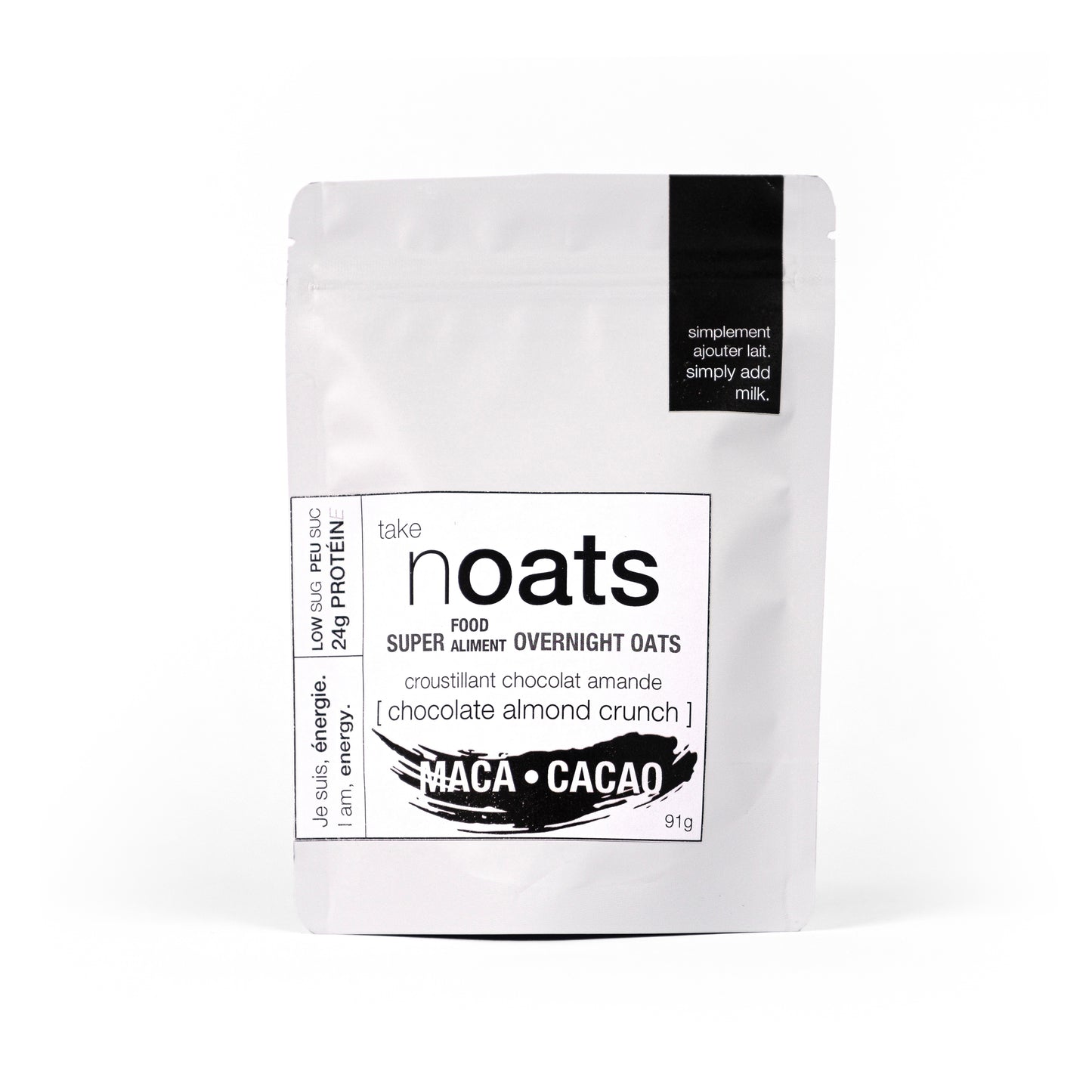 Chocolate Almond Crunch Overnight Oats pouch front-facing on white background